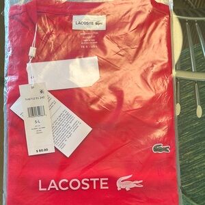 Lacoste  Red v neck T shirt with Crocodile Logo